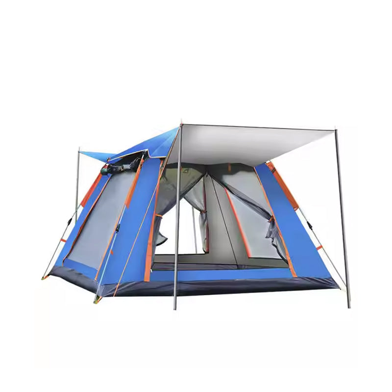 Stort Festivaltelt til 3-4 Personer – Vandtæt Pop-Up Camp Telt m. 4 Døre (215x215cm) | Blå