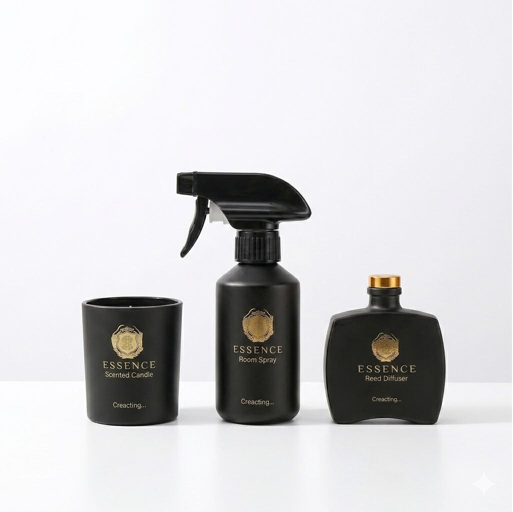 MBA Home Essence Black Amber Rav Duftpinde Sterinlys og Room Spray Set